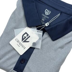 Graham Luxe Polo Shirt Mens 3XL Hamill Blue Performance Contrast Collar Golf NEW